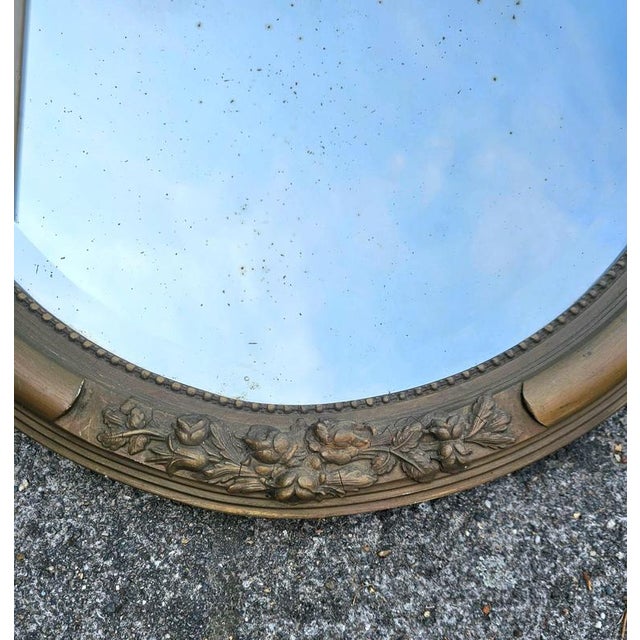 Oval Mirror in Plaster and Wood, 1930s For Sale - Image 9 of 11