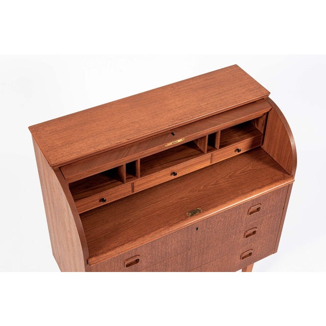 Mid-Century Teak Rolltop Secretary Desk by Egon Ostergaard, Made in Sweden For Sale In Detroit - Image 6 of 12