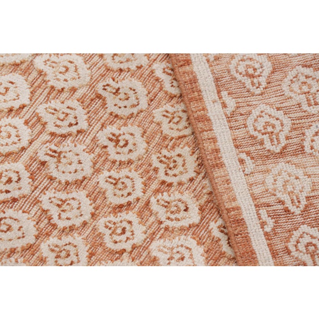 Textile Rug & Kilim’s Modern Block Print Rug in Red and Pink with White Floral Pattern - 9x12 For Sale - Image 7 of 7