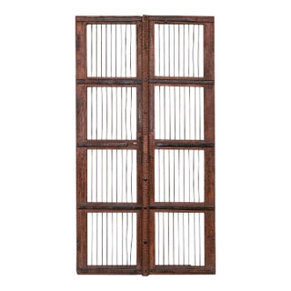 1950s Distressed Wall Art Hanging | Handmade Hand Carved Iron Barn Wall Art | Farmhouse Style 65 Inch Tall Panel | Rustic Unique Mancave Decor For Sale