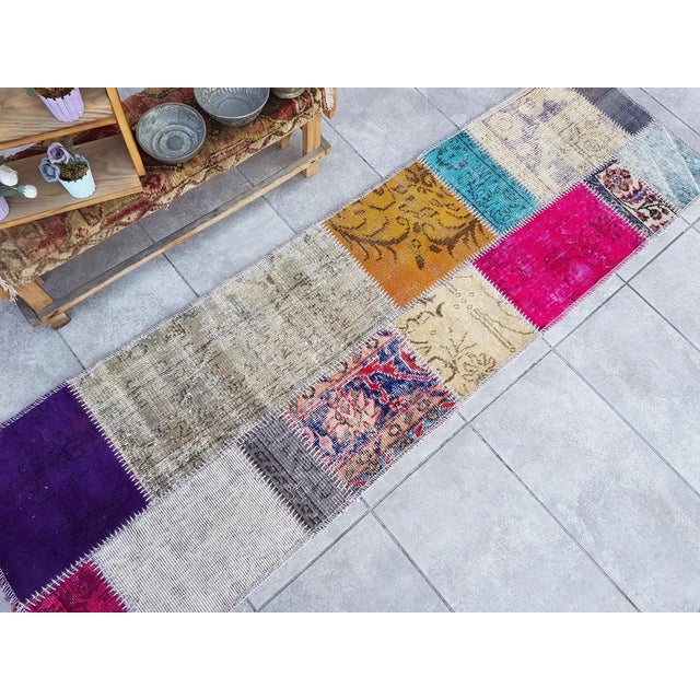 Bohemian Vintage Handmade Runner Rug For Sale - Image 4 of 10