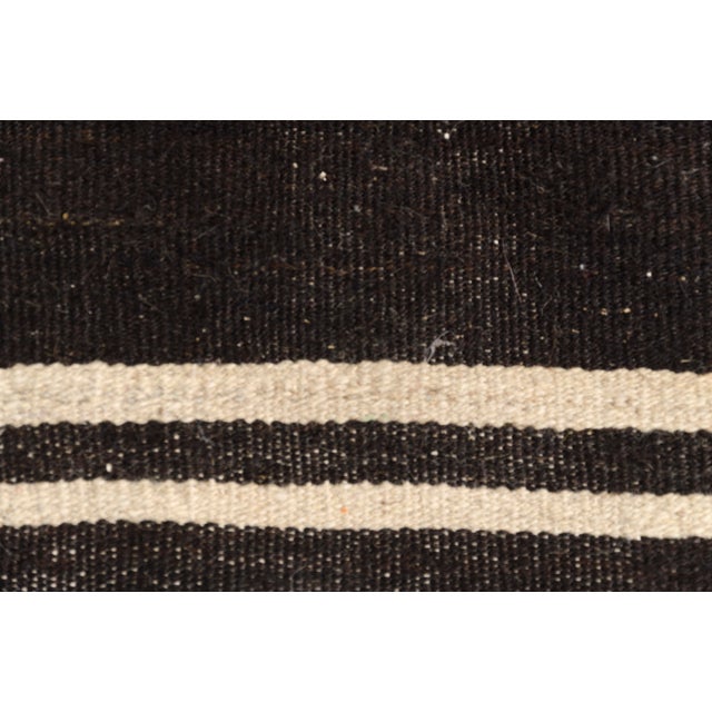 Turkish Anatolian Black & White Stripe Kilim Runner For Sale - Image 3 of 10