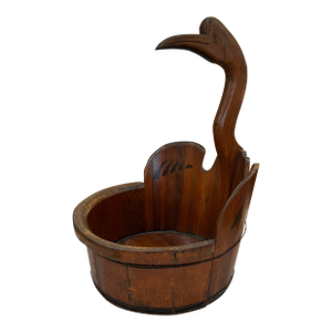 Antique Hand Made Wood Goose New England Pail