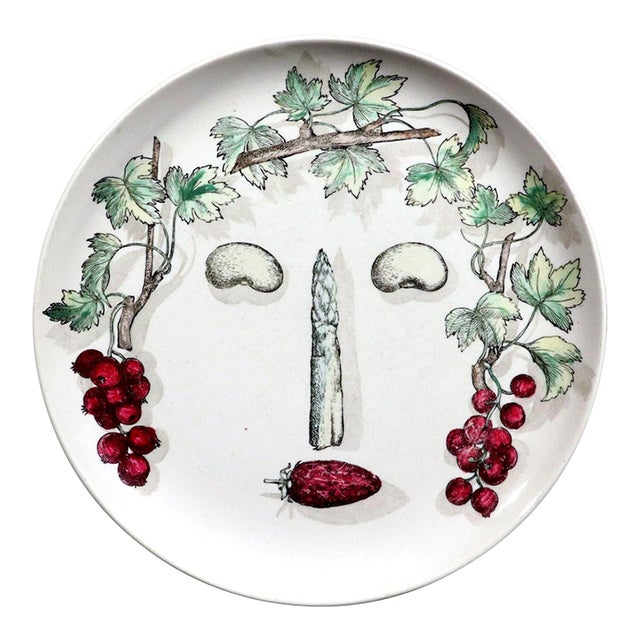 Piero Fornasetti Arcimboldesca Vegetable Face Pottery Plate, No. 12, After Giuseppe Arcimboldo For Sale