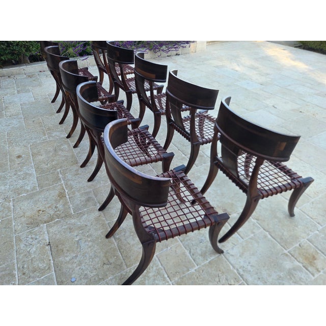 Wood Vintage Klismos Style Solid Walnut Dining Chairs - Set of 10 For Sale - Image 7 of 17