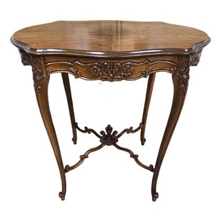 Vintage Rococo Revival Walnut Accent Table – Cabriole Legs – Signed & Stamped – California Provenance For Sale