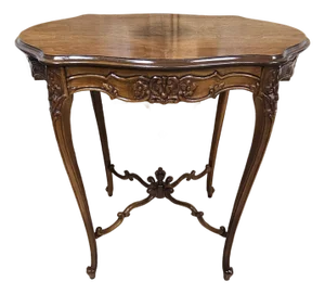 Vintage Rococo Revival Walnut Accent Table – Cabriole Legs – Signed & Stamped – California Provenance