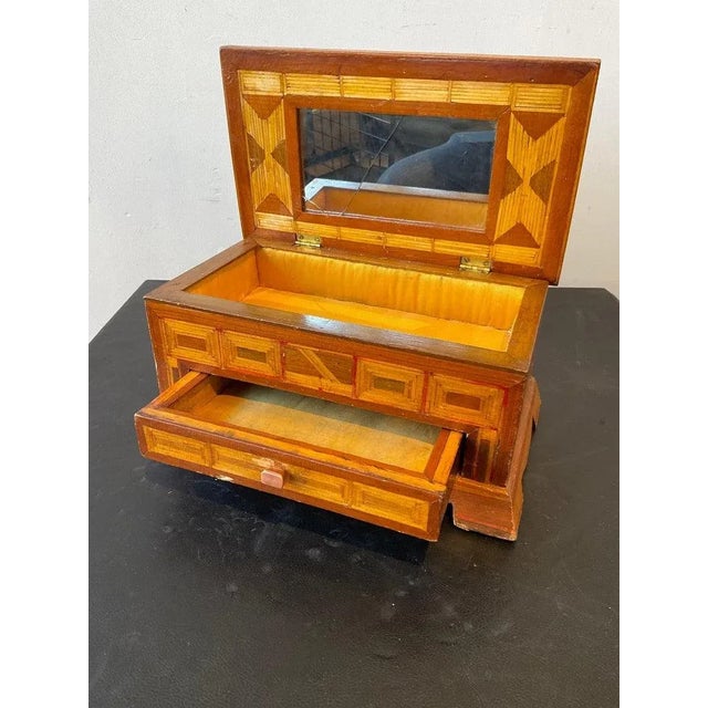 Mid-Century Modern 1910 Matchstick Jewlry Box For Sale - Image 3 of 13