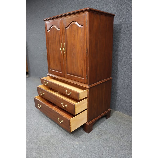 Late 20th Century Henkel Harris Solid Cherry Linen Press / Armoire – Wild Black Cherry For Sale - Image 14 of 14