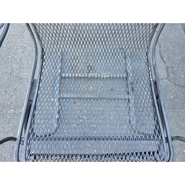 Vintage Russell Woodard Attributed Cantilever High Back Wrought Iron Briarwood Daisy Patio Chair For Sale - Image 14 of 17