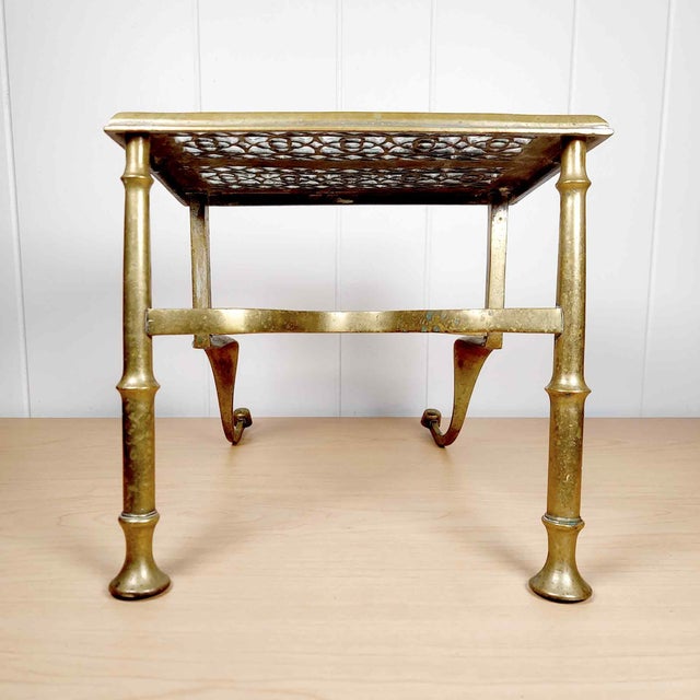 Late 19th Century Antique Brass Footman Hearth Fireplace Stool Stand
