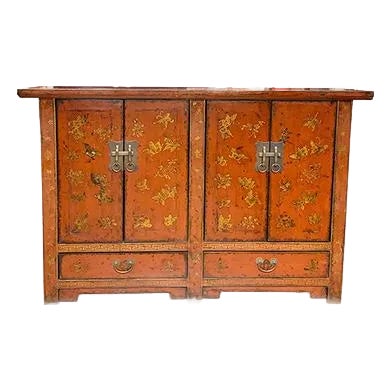 1960s Shanxi Hand Painted Golden Butterfly Sideboard For Sale