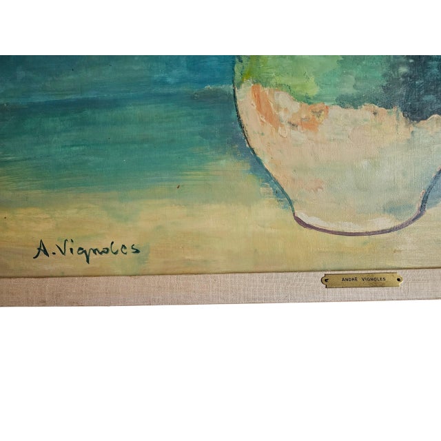 1960s Mid-Century French Still Life Oil Painting by Andre Vignone For Sale - Image 5 of 7