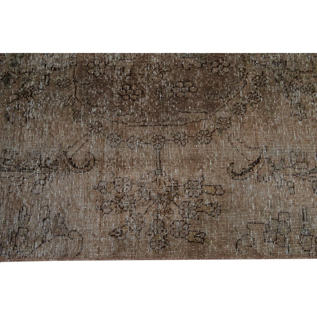 Textile Brown Vintage Overdyed Handmade Medallion Wool Rug 6'9" X 10' For Sale - Image 7 of 9