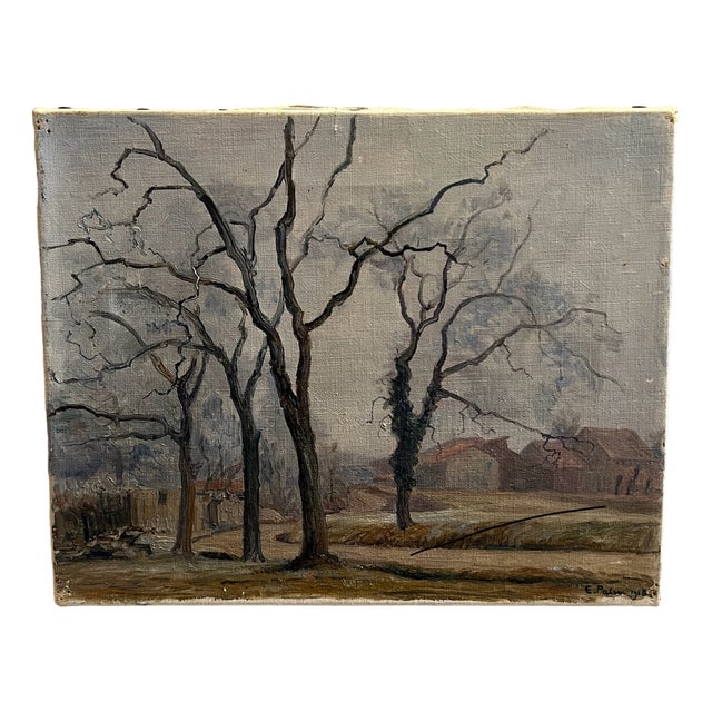 Emile Patru, Paysage d'automne, 1918, Oil on Canvas For Sale
