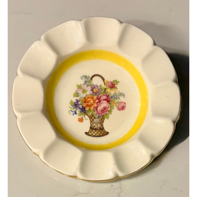Yellow American Artware Yellow Flower Basket Porcelain Catchall For Sale - Image 8 of 8