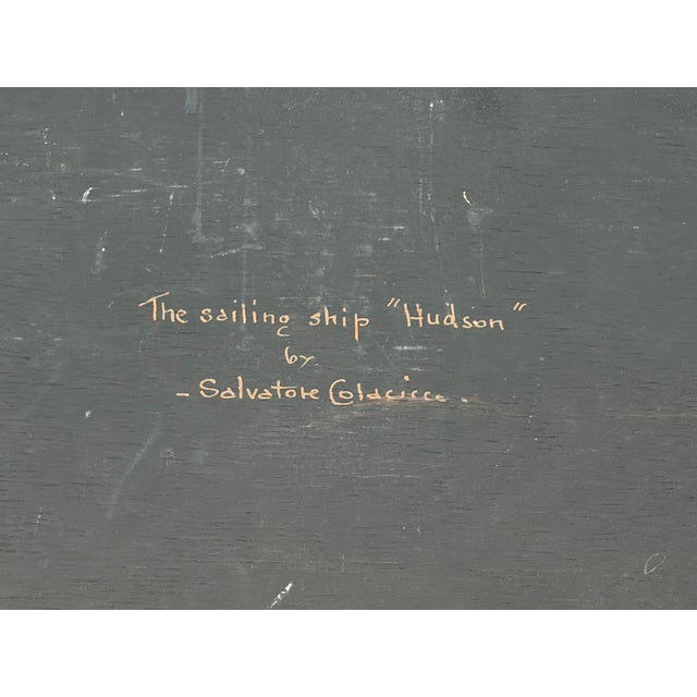 1970s Original Salvatore Colacicco Sailing Ship Hudson Seascape Oil Painting For Sale In Philadelphia - Image 6 of 11