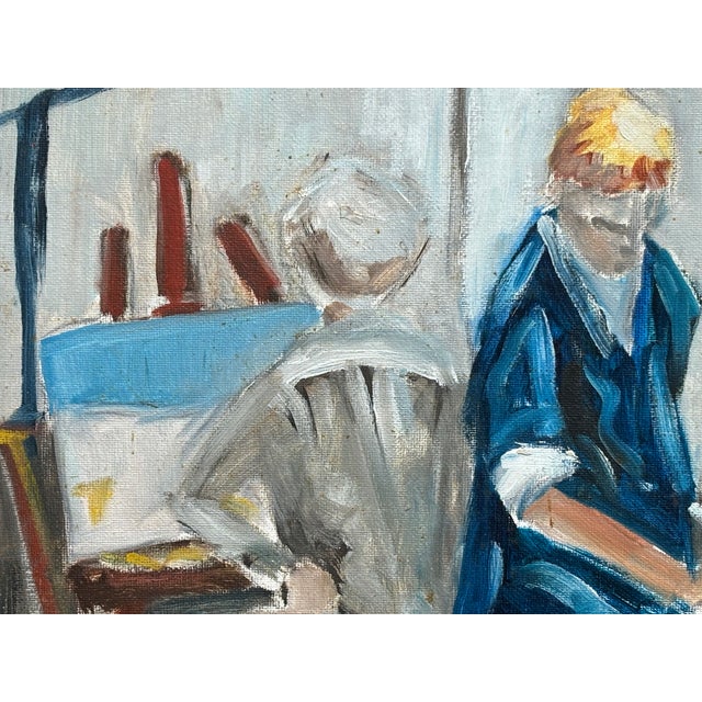 Late 20th C. Contemporary - Original Oil on Board - American, Modern Interior Portrait - In the Studio For Sale - Image 6 of 6