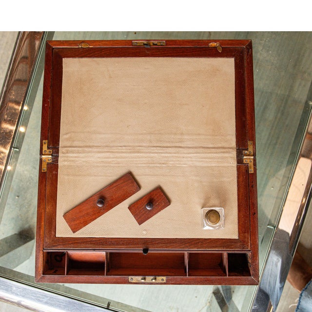 Late 19th Century Late 19th Century English Brass Bound Mahogany Box or Travel Desk For Sale - Image 5 of 10