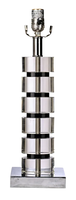 Modern Black and Clear Lucite Six Tiered Column Table Lamp
