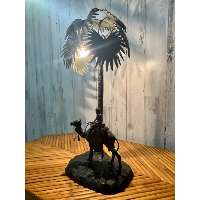 Austrian Cold Painted Bronze Orientalist Lamp Attributed to Bergman For Sale - Image 9 of 12