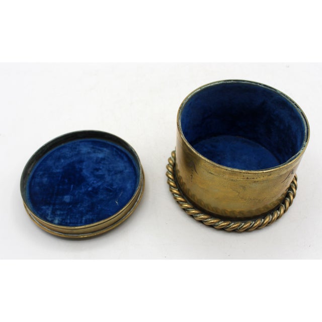 Victorian heavy brass jewel or collar box, English, 4th quarter 19th century. Top with Jasperware plaque set into a rope...
