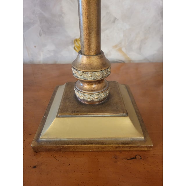Gold Vintage Gold Gilt Hollywood Regency Palm Frond Pleated Shades Table Lamps- A Pair For Sale - Image 8 of 8