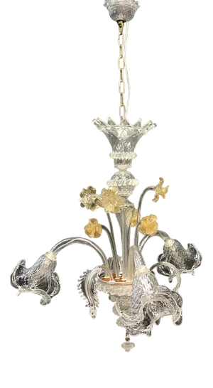 Murano Chandelier with 3 Arms by Cesare Toso, 1980s