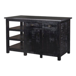 Crafters and Weavers Barlow Display Kitchen Island - Distressed Black For Sale