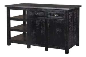 Crafters and Weavers Barlow Display Kitchen Island - Distressed Black
