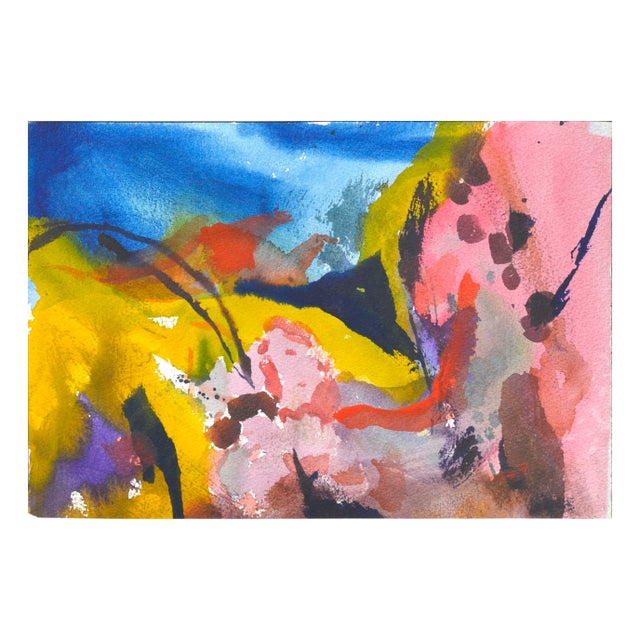 Vintage Colorful Abstract Watercolor by Les Anderson For Sale In Monterey, CA - Image 6 of 6