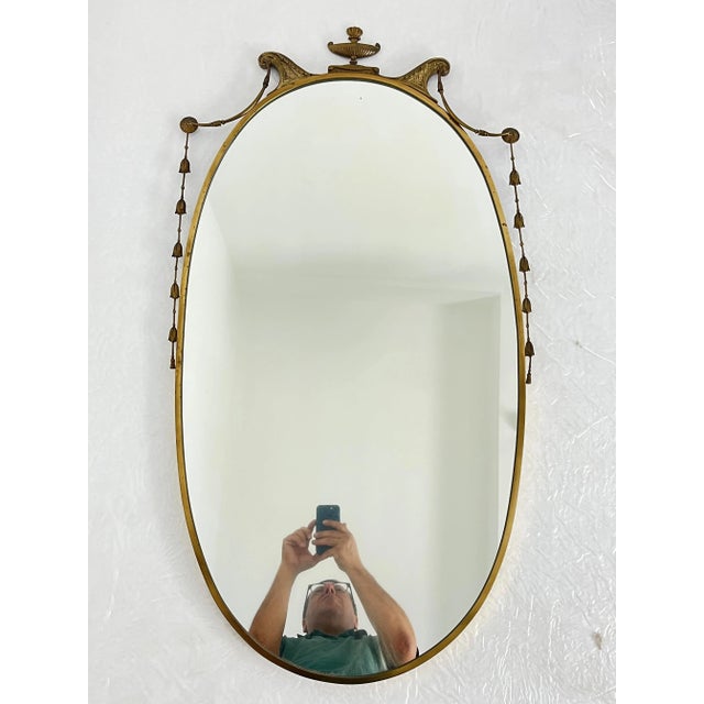 Vintage Italian Brass Wall Mirror, 1960s For Sale - Image 11 of 11