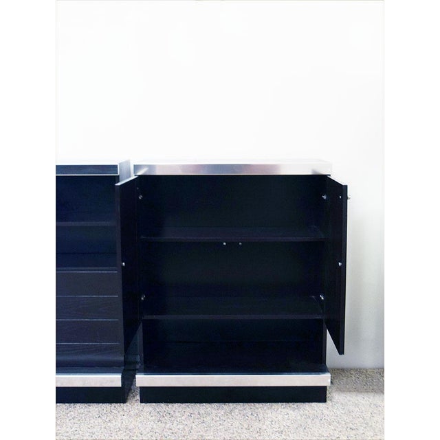 Brown Modular Sideboard in Wengé Wood, Steel and Mirror from Sormani, 1970s, Set of 3 For Sale - Image 8 of 14