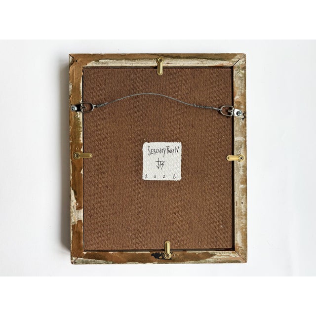 Green “Serenity Pines" Green Abstract Art in Antique Frame, Transitional Living Room Art by JTS For Sale - Image 8 of 9