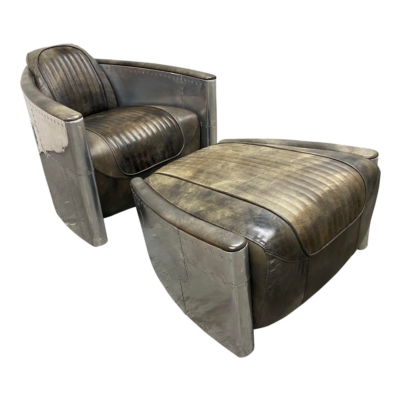 Restoration Hardware Aviator Chair + Ottoman Chairish