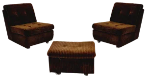 German Space Age Modular Sofa in Brown Manchester Fabric from Schwämmle Möbel, 1970s, Set of 3