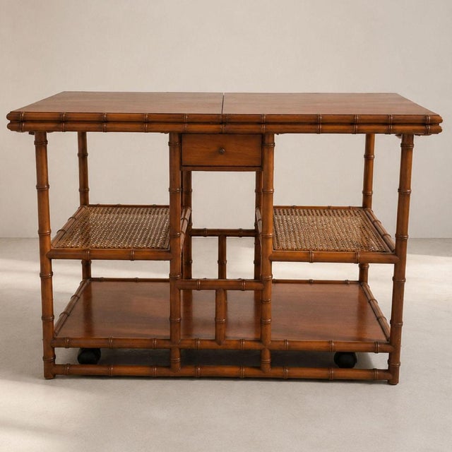 Italian Wood and Vienna Straw Sideboard with Extensions, 1970s For Sale - Image 4 of 9