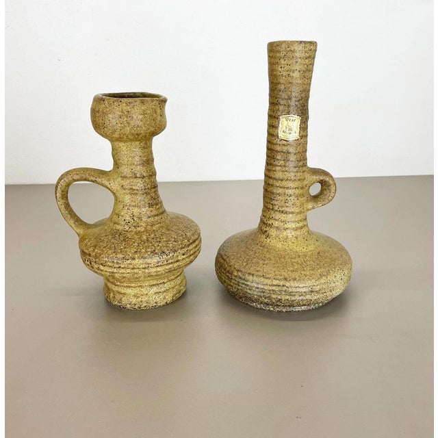 Ceramic vases set of 2 Producer: VEST Ceramics, Netherlands Decade: 1970s. Set of 2 original vintage Studio Pottery vases...