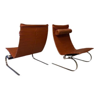 Pair of Pk20 Lounge Chairs by Poul Kjærholm, Denmark, 1980's For Sale