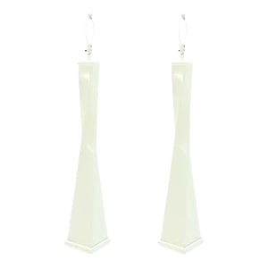 5' Tall Large Oversize Twisted Column Square Base White Lacquer Floor Lamps - A Pair