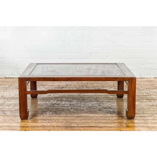Brown Late Qing Dynasty Square Coffee Table with Horse Hoof Legs and Stretchers For Sale - Image 8 of 12