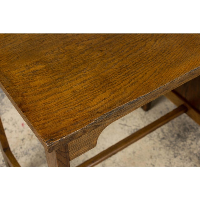 1940s Petite French Art Deco Oak Office Desk For Sale - Image 14 of 17