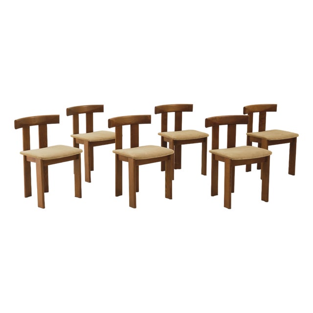 Luigi Vaghi Dining Chairs in Walnut, Set of 6, Italy 1960s For Sale