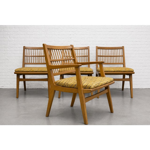 Red Lion Set of 4 Vintage Mid Century Modern Spindle Back Dining Chairs by Red Lion Furniture Co. For Sale - Image 4 of 8