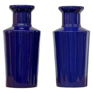 Martino Interiors Glazed Ceramic Bottle Vases, Pair For Sale
