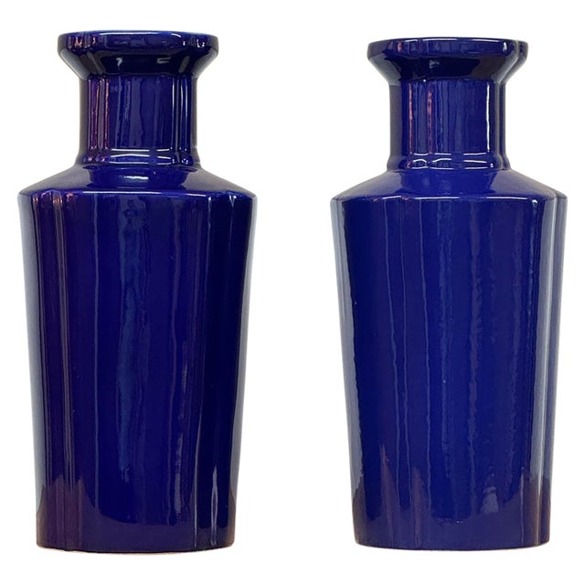 Martino Interiors Glazed Ceramic Bottle Vases, Pair For Sale