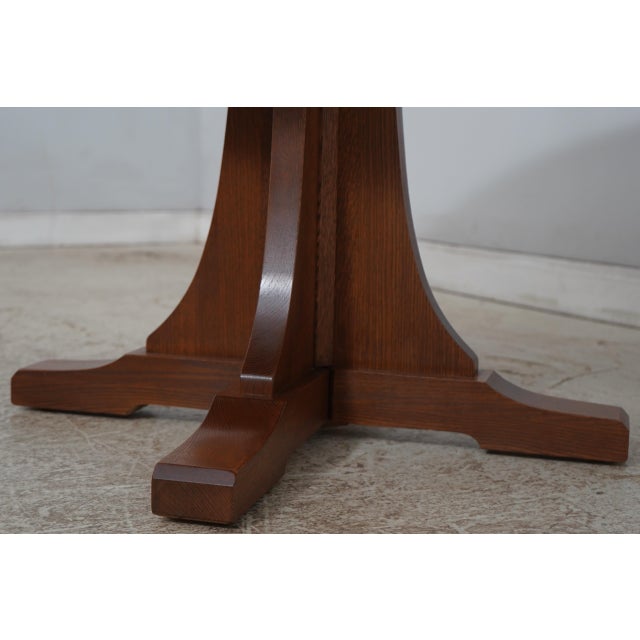 Wood Stickley Mission Oak Split Pedestal Dining Table For Sale - Image 7 of 18
