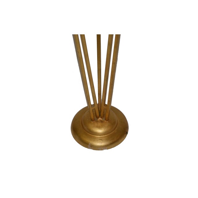 Art Deco Style Brass, Metal and Stacked Lucite Module Floor Lamp Golden Shade For Sale - Image 11 of 13