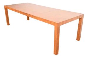Milo Baughman Style Burl Wood Parsons Extension Dining Table by Lane, Newly Refinished