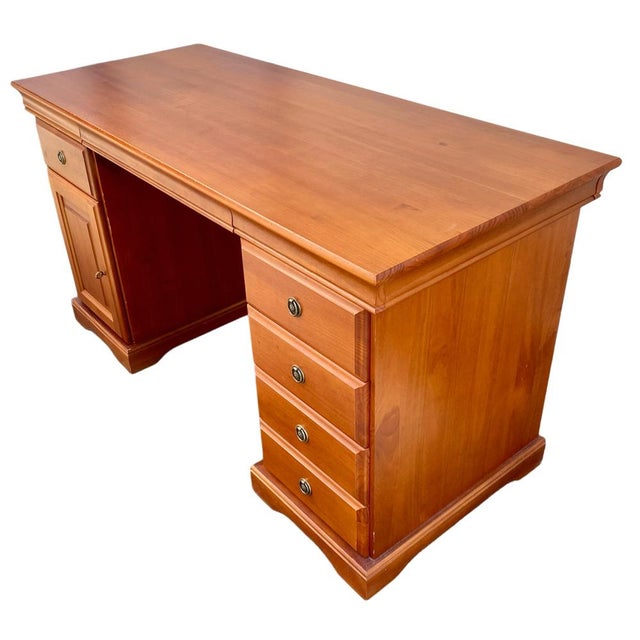 Louis Philippe Style Pine Executive Desk, 1970s For Sale - Image 3 of 7